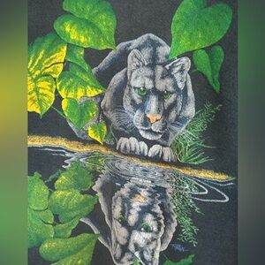 Vintage 80’s Jim Morris black jaguar reflection men's crewneck sweatshirt sz M